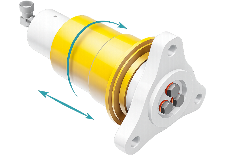 Vérin Noyfar Rotax Cyl combinant mouvement axial et rotatif